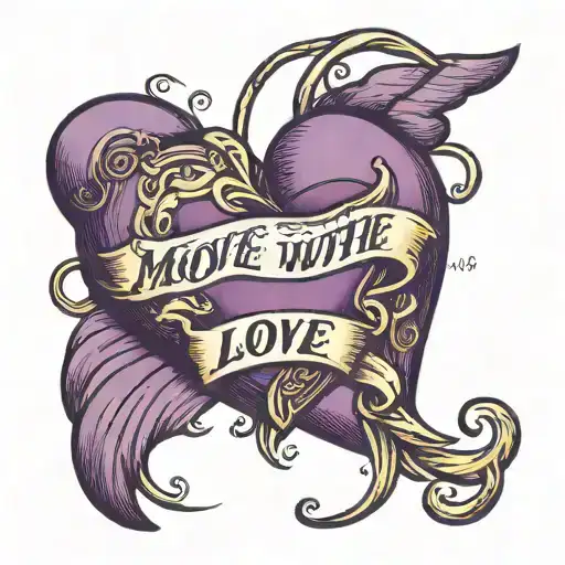 Purple Heart With The Words Move With Love Letter Written