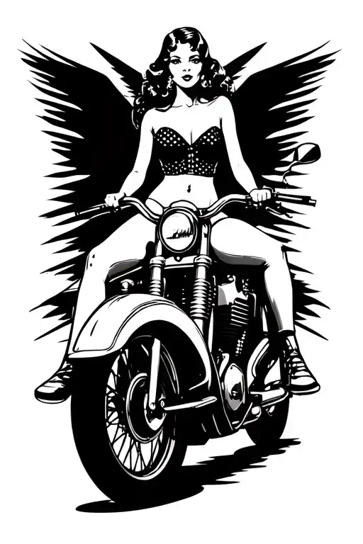 Pin Up Girl Sitting Side Saddle On A Motor Bike Covering Up Corporal Chevrons