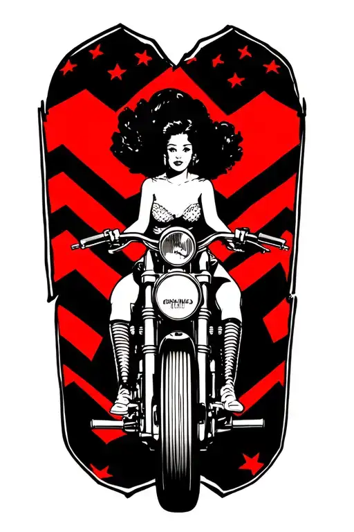 Pin Up Girl Riding On A Motor Bike Covering Up Corporal Chevrons