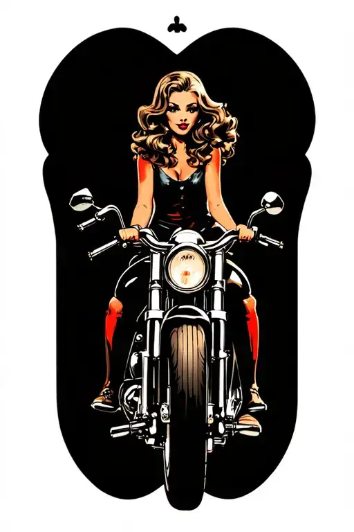 Pin Up Girl Riding On A Motor Bike