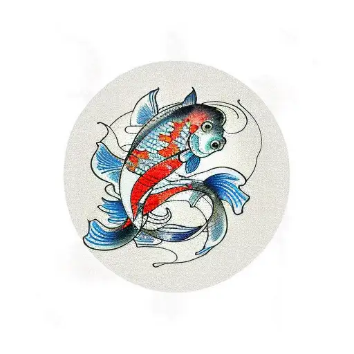 A Traditional Japanese Koi Fish Swimming Through A Circuit Board