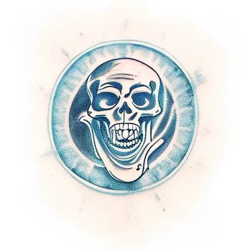 Two Skeletons Kneel And Pray To The Sun