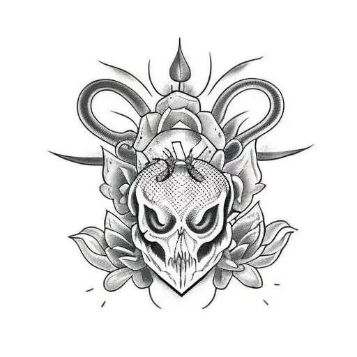 Snake Skull Flowes Bugs