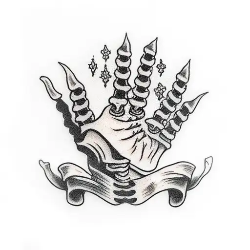 Skeleton Hand Holding Western Themed Black Jack