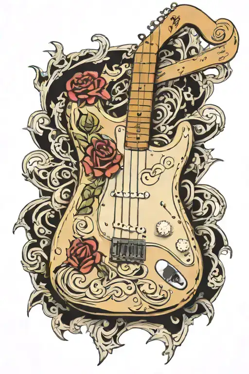 1957 Fender Stratocaster Vertical With Small Rose Intertwined Down Fretboard