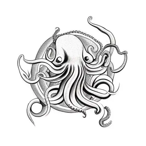 Barrel Surrounded By Ropes And Tentacles Of An Octopus