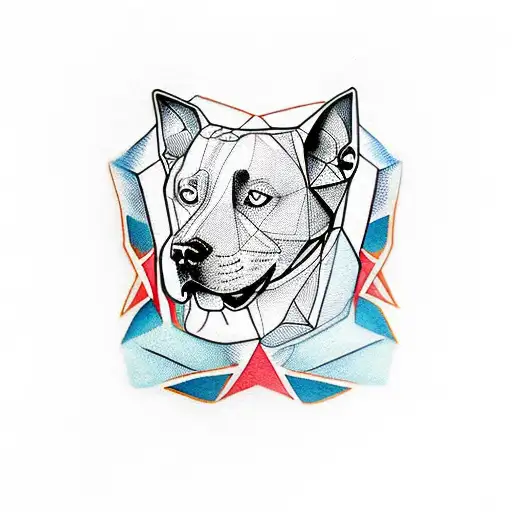 A Geometric Design Incorporating The Silhouette Of A Pitbull And A Paw Print