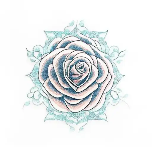 A Rose With Intricate Patterns Inspired By Traditional Rose Embroidery