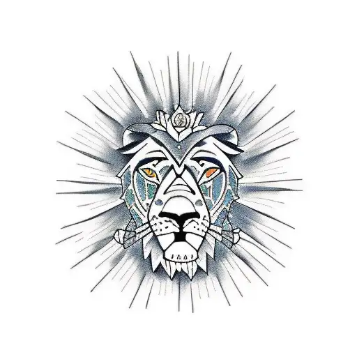 A Lion Playing The Drums In A Music-themed