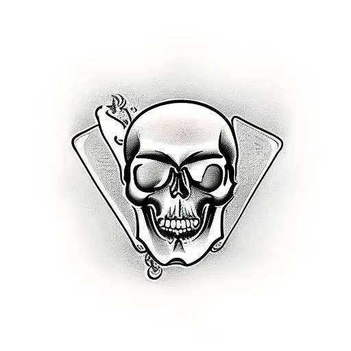 Glass Filled With Whisky And Skull Shaped Ice Rocks