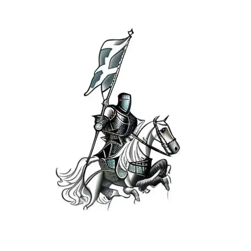 A Knight Riding A Horse With A Lance