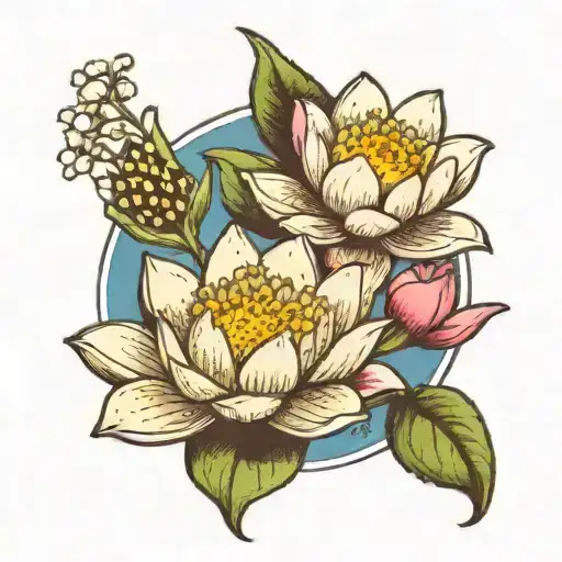 Water Lily And Lily Of The Valley