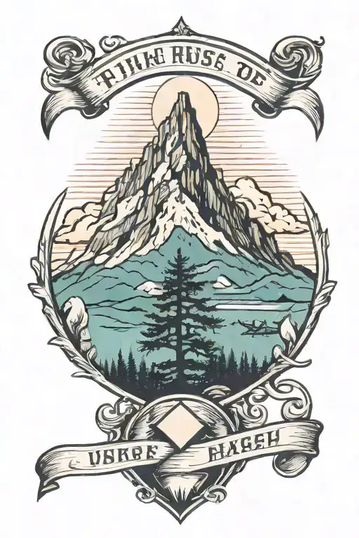 A Mountain Range With A Hiking Trail Leading To A Nurse's Symbol At The Peak