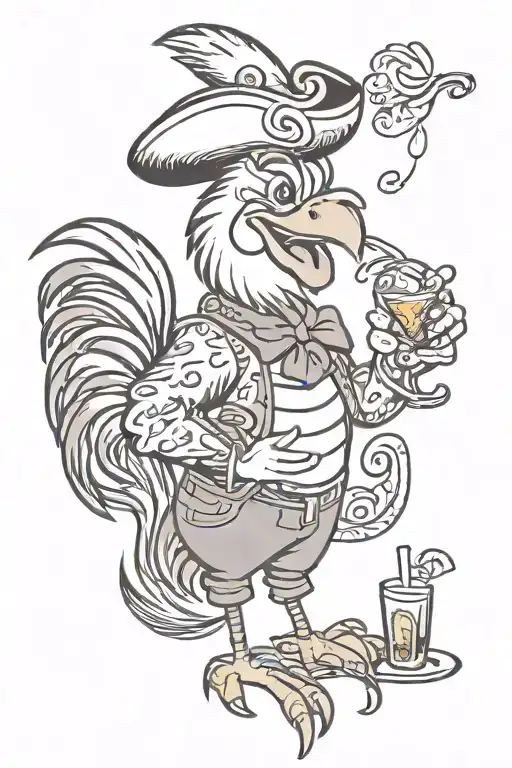 Disney Rooster Drinking Tequila And Smoking A Joint