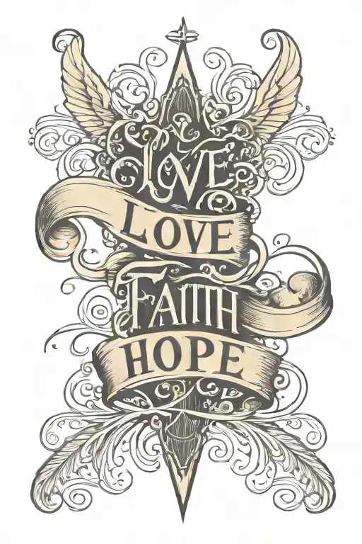 Love Faith Hope Written With Pulse Graphic Line