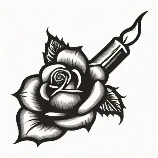 Candle Burning Rose Surrounded