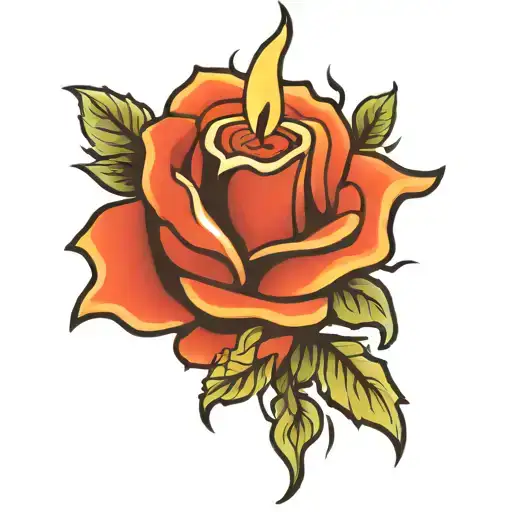 Candle Burning In Rose