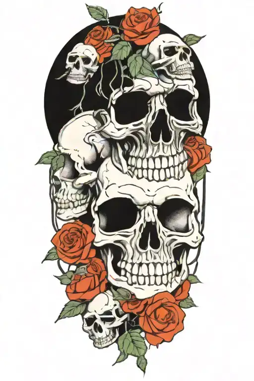 Hanging Skulls On A Rose Bush