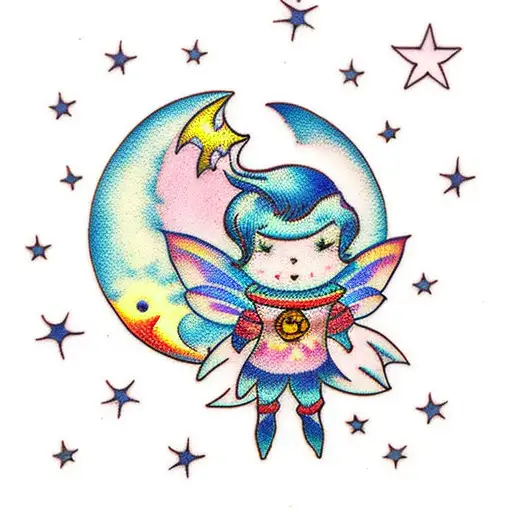 Moon With Tiny Fairy