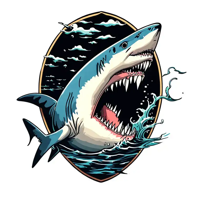 Shark Under Water Tattoo