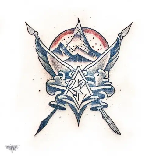 A Traditional Tattoo Design Featuring Ellie's Knife And Joel's Guitar From The Last Of Us Tattoo