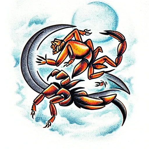 A Scorpion Vs Wolf With Moon In The Background