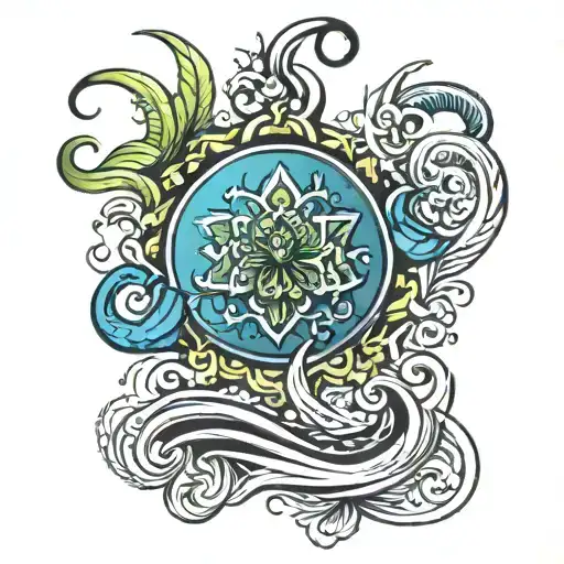 Kerala Tatto With Water Elements Intertwined