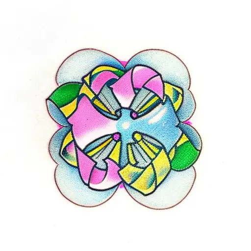 4 Leaf Clover With A Pink Ribbon Tattoo