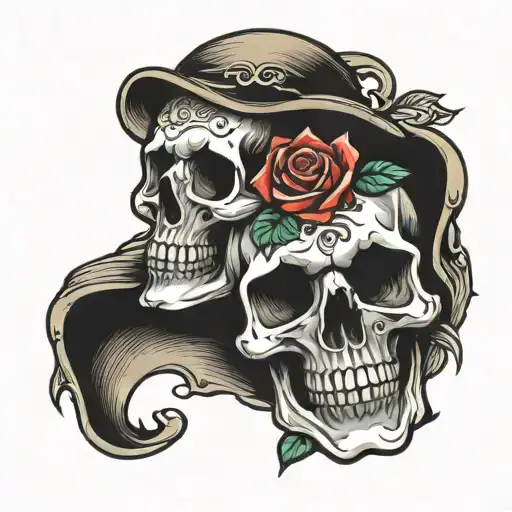 Skull And Roses Intertwined