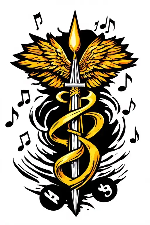 Barbados Trident Surrounded My Music Notes