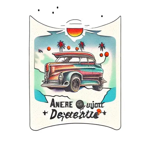 A Vintage Car Driving Through A Desert Landscape