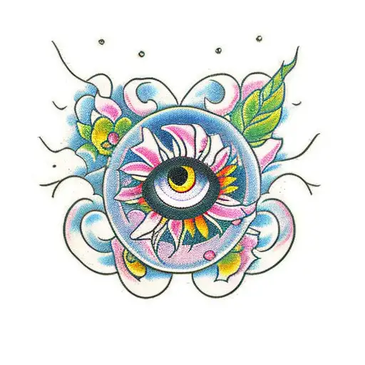 Retro Flowers With Evil Eye