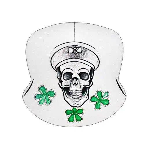 A Skull Wearing A Paddy Cap Surrounded By Shamrocks