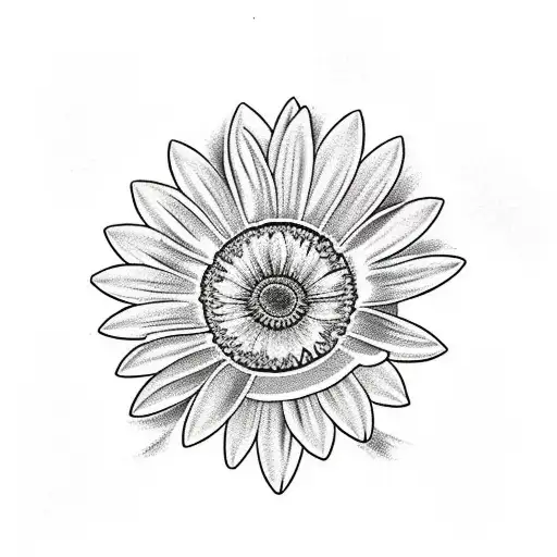 Single Yellow Gerber Daisy With A J In The Middle Tattoo