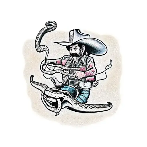 Cowboy Riding A Rattle Snake