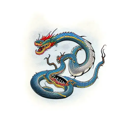 Dragon Snake Eating A Crow Worms Coming Out Of The Crows Mouth