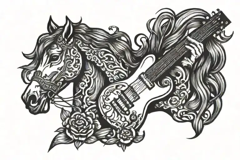 Guitar Horse Red Music