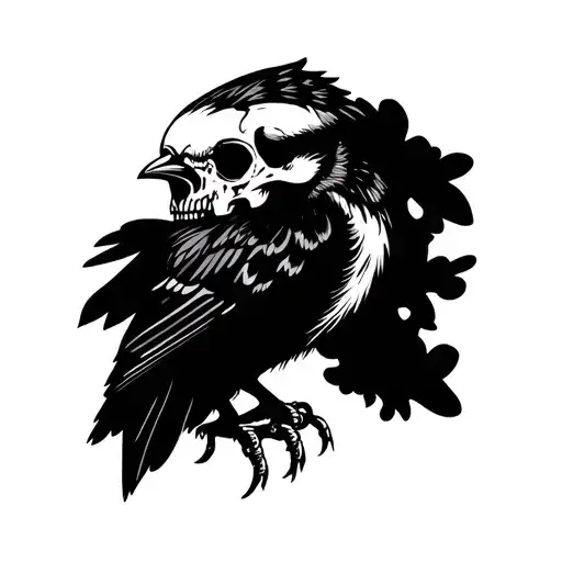 Sparrow With A Skull Head And Spine