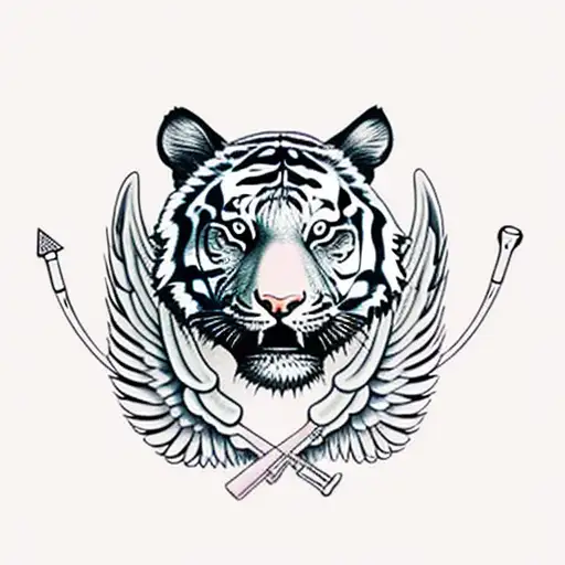 Tiger With Angel Wings And Knives