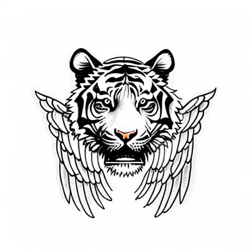 Tiger With Angel Wings And Knives