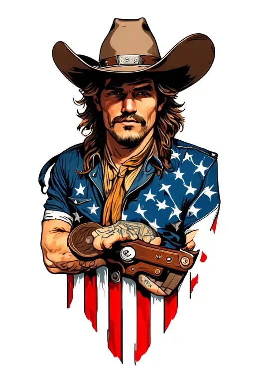 Cowboy And American Patriotism Half Sleeve