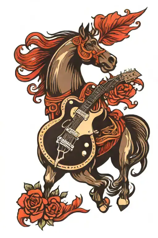 Guitar Horse Red Music