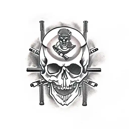 Skull With Guns And Bullets