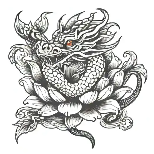 Dragon And Lotus Flower