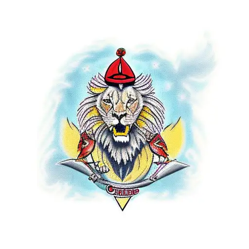 Cardinals Around A Lion