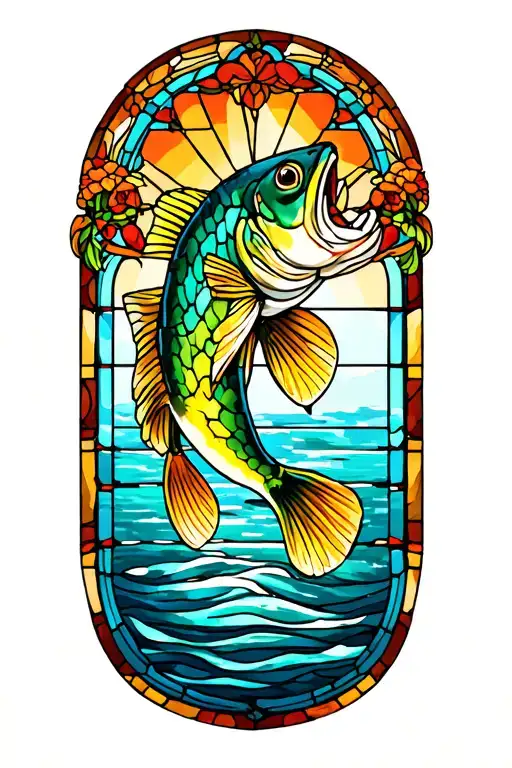 Bass Fish Stain Glass Window