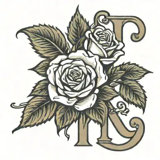 Initial A And K With Rose Wrapped