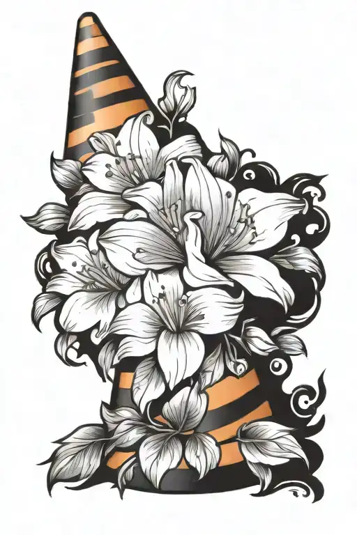 Narcissist Flowers On Traffic Cone