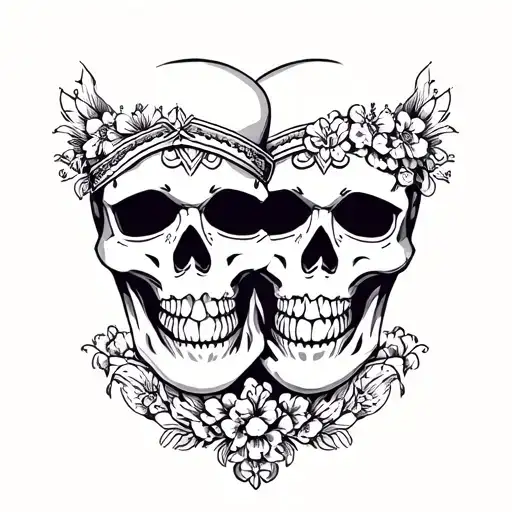 Two Masks In The Form Of A Skull