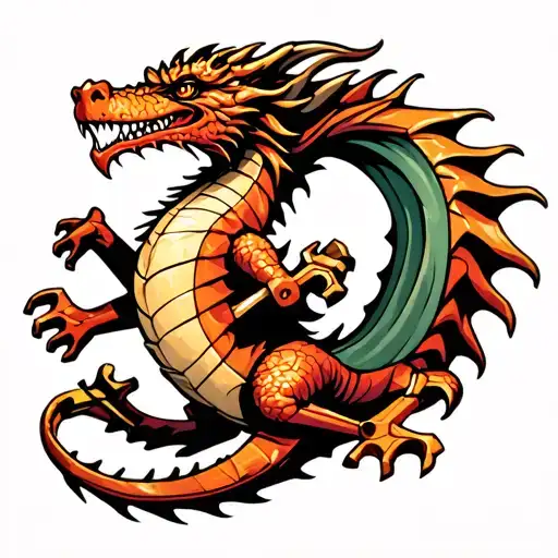 Dragon Made Out Of Tools Like Wrenches Hammers And Such